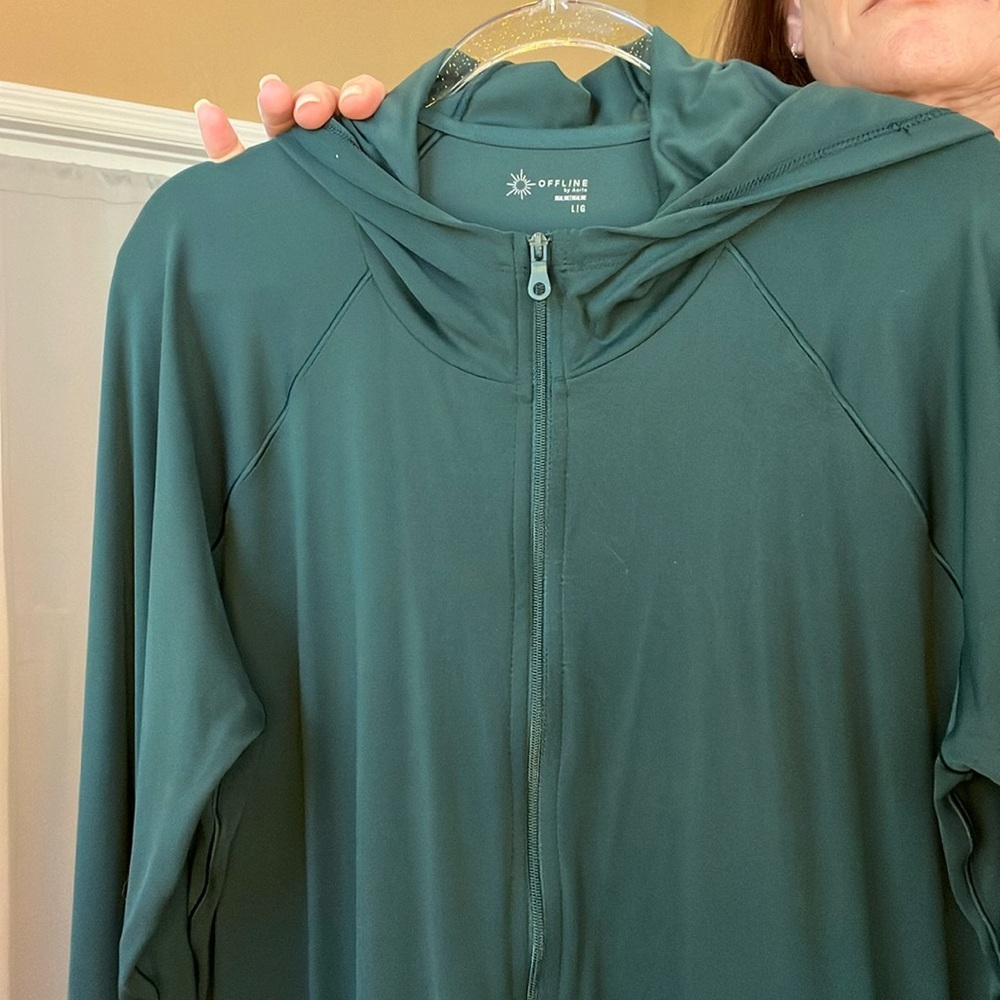 OFFLINE by Aerie Activewear Jacket Size L Dark Teal Green